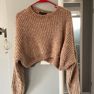 Chenille velvet soft cropped sweater
